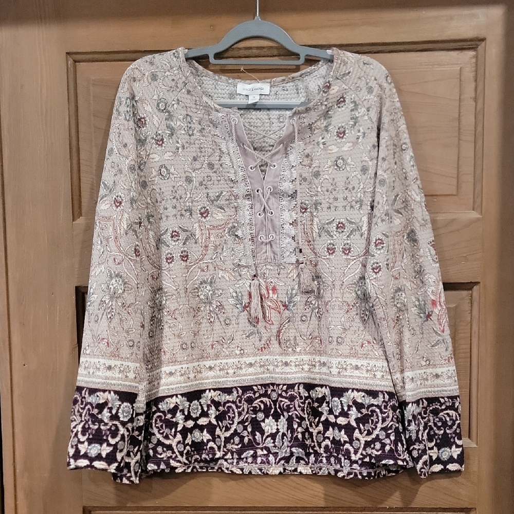American Vintage Cream Tie Front Blouse